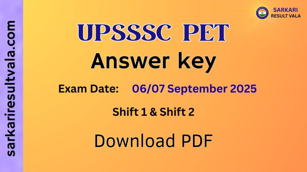 UPSSSC has released the UP PET Answer Key 2025 for the 06 and 07 September examination.