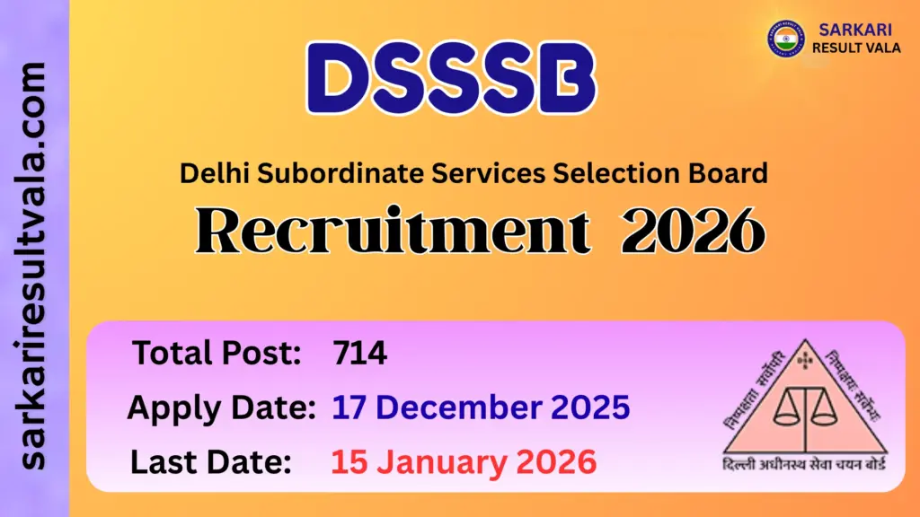 DSSSB MTS Recruitment 2026 – Apply Online for 714 Vacancies