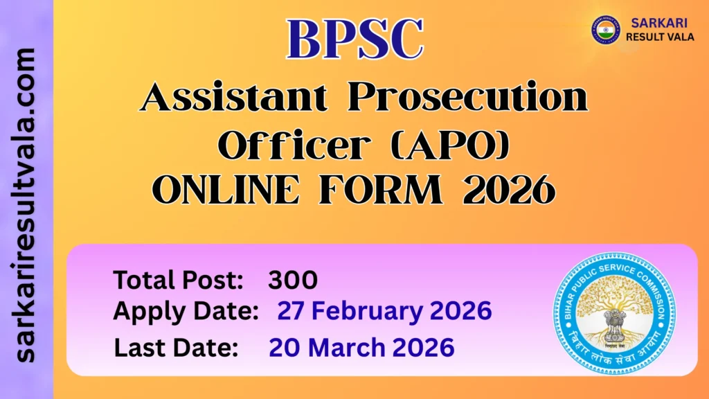 Bihar BPSC APO Online Form 2026