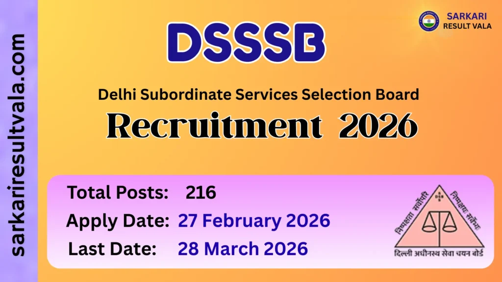 DSSSB Various Posts Online Vacancy 2026