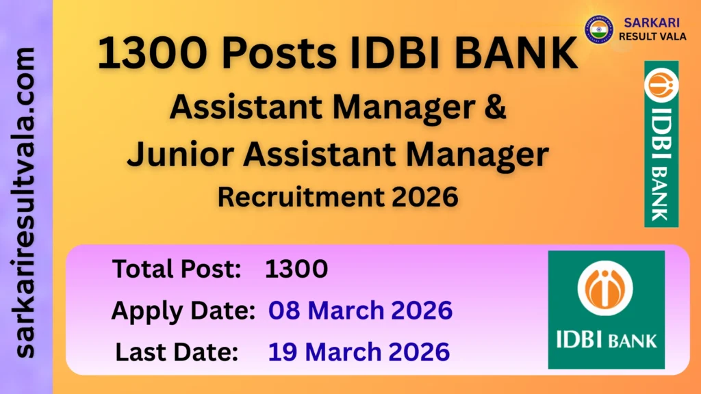 IDBI Bank JAM Online Vacancy 2026