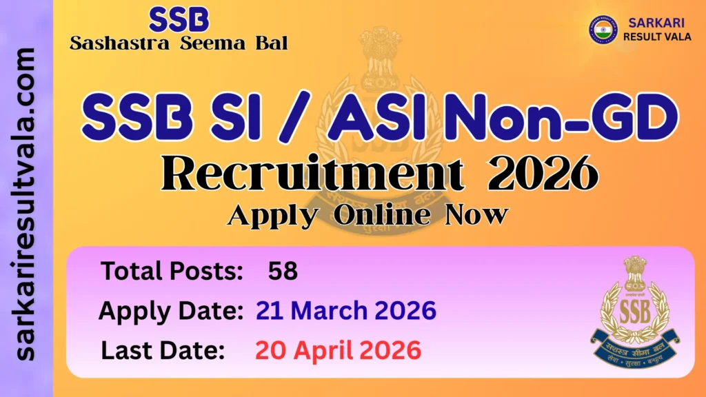 SSB SI / ASI Non-GD Vacancy 2026
