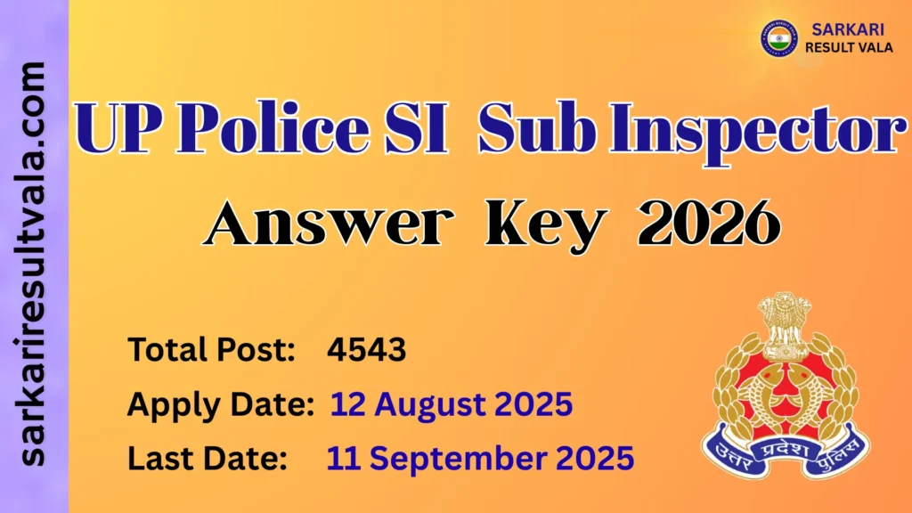 UP Police Sub Inspector SI 2026 Answer Key Download