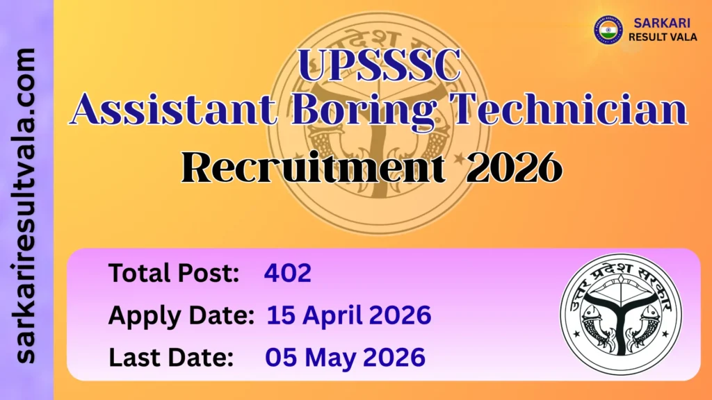 UPSSSC Assistant Boring Technician Vacancy 2026