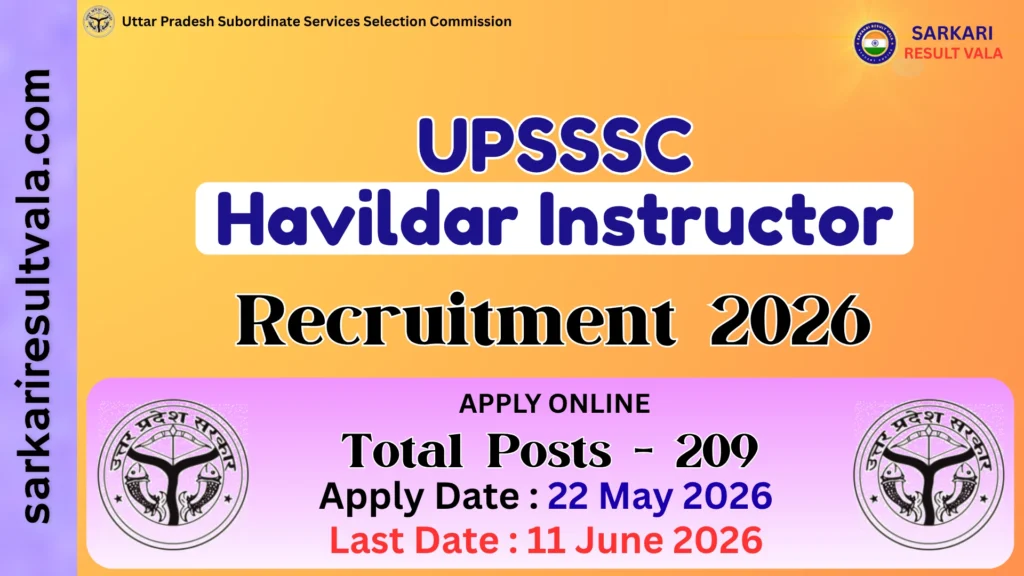 UPSSSC Havildar Instructor Vacancy 2026