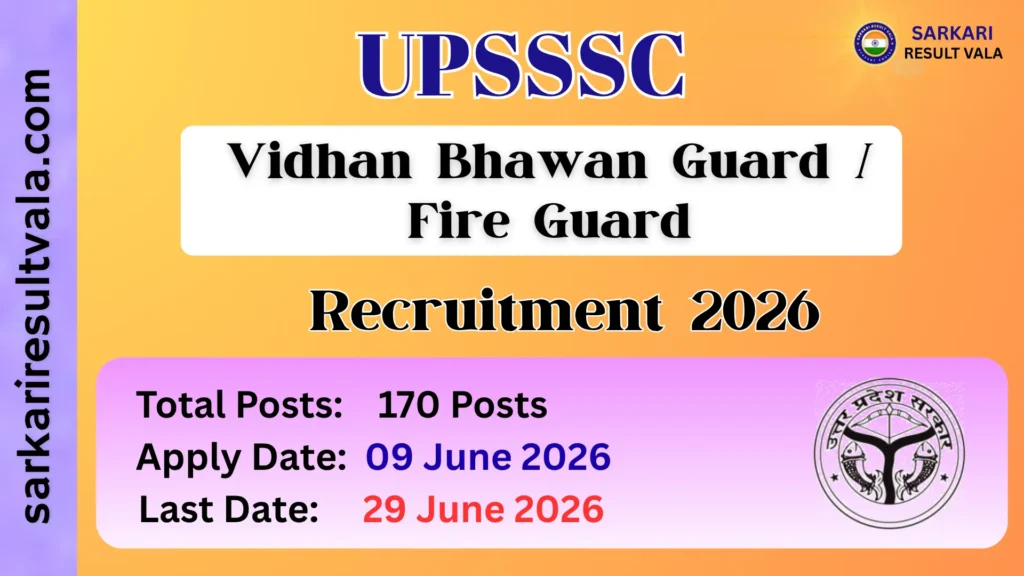 UPSSSC Vidhan Bhawan Guard & Fire Guard Vacancy 2026