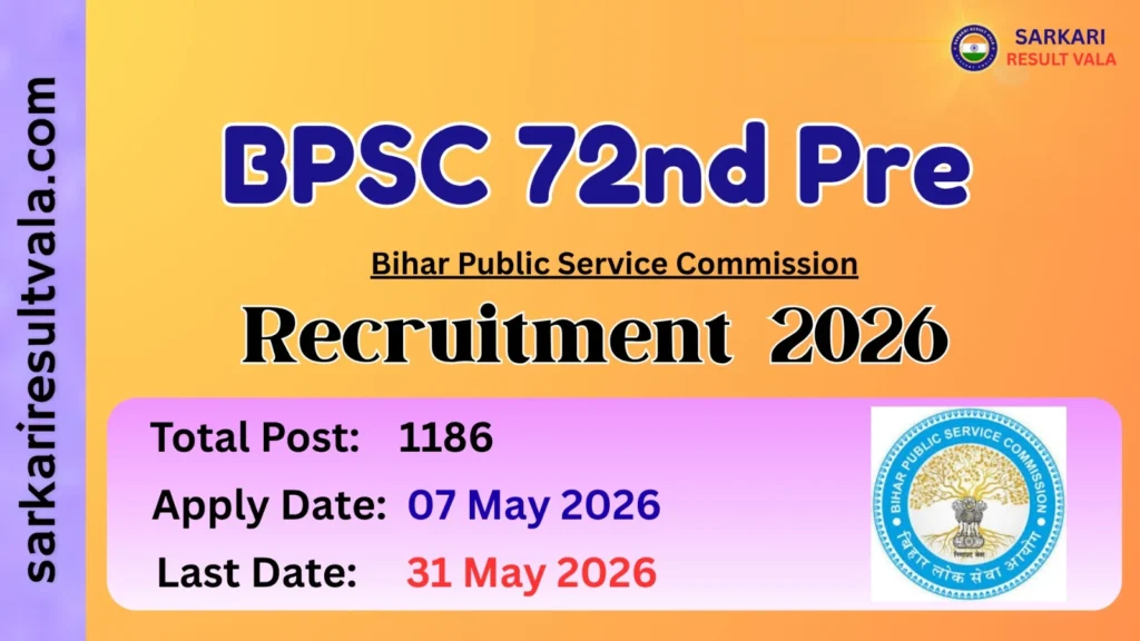 BPSC 72nd Pre Vacancy 2026
