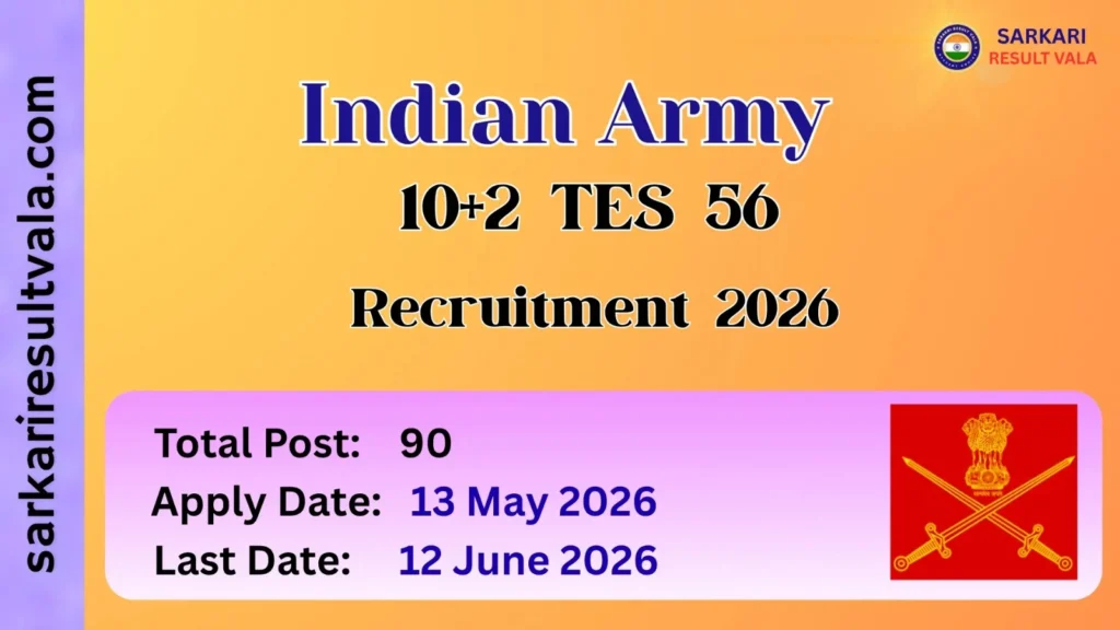 Indian Army 10+2 TES 56 Vacancy 2026
