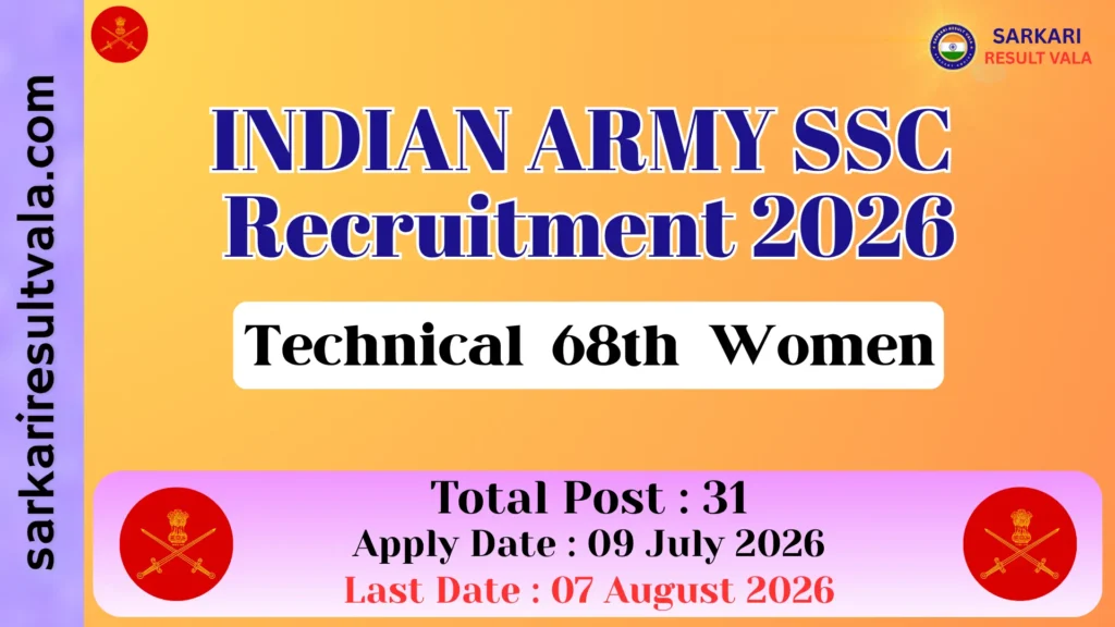 Indian Army SSC Technical 68th Women April 2027 Vacancy