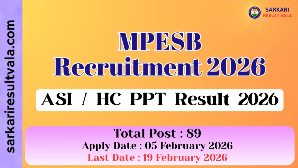 MPESB ASI / HC PPT Result 2026
