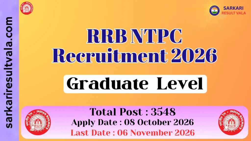 RRB NTPC Graduate Level Vacancy 2026